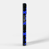 青い蝶のパターン C01.b 黒背景 iPhoneケース (右側面)