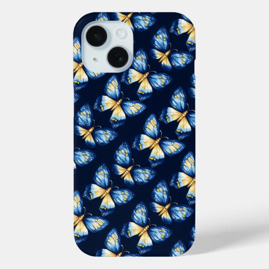 青い蝶のパターン Case-Mate iPhoneケース (裏面)