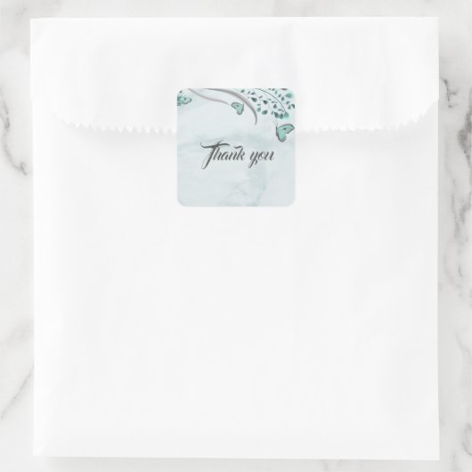 青い蝶のフローラ感謝していあなた スクエアシール (バッグ)