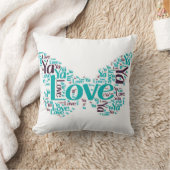 ""青い蝶のメッセージ愛して下さい クッション (ブランケット)