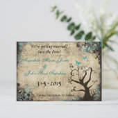 青い蝶のヴィンテージ・セーブ・ザ・デートカード セーブザデート (スタンド正面)