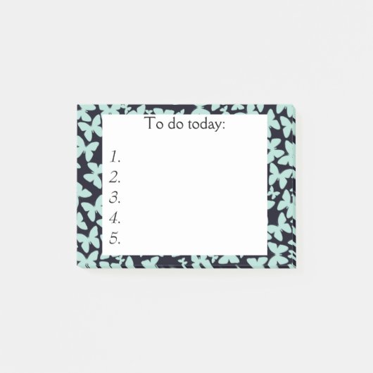 青い蝶の上に黒のポストitメモ ポストイット (正面)