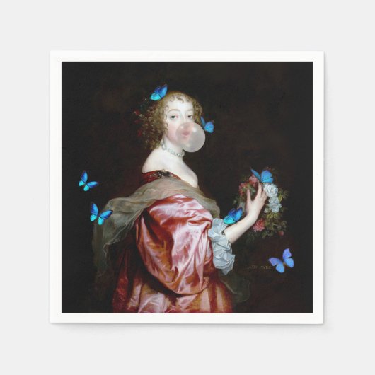 青い蝶の予期せぬ到着 スタンダードカクテルナプキン (正面)