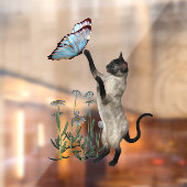 青い蝶の動物とシャム猫 ウィンドウサイン (シート2)