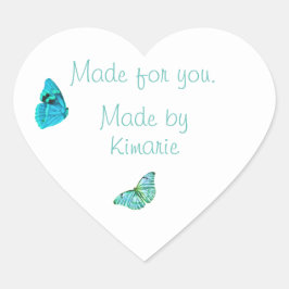 青い蝶の商品ラベル ハートシール