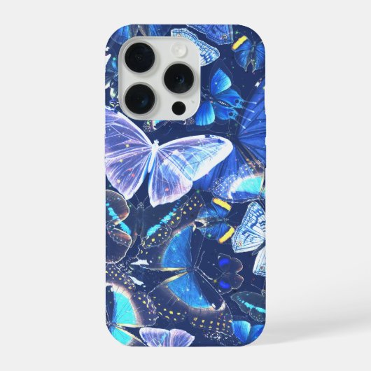 青い蝶の夢のような自然の美しい空のデザイン iPhoneケース (裏面)