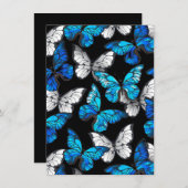 青い蝶の形をした濃いシームレスパターン アドバイスカード (正面/裏面)
