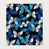 青い蝶の形をした濃いシームレスパターン 名刺 (外部フラット)