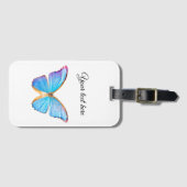 青い蝶の手荷物タグの個人用設定 ラゲッジタグ (正面横)