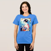 青い蝶の日本人女性 トライブレンドTシャツ (正面全面)