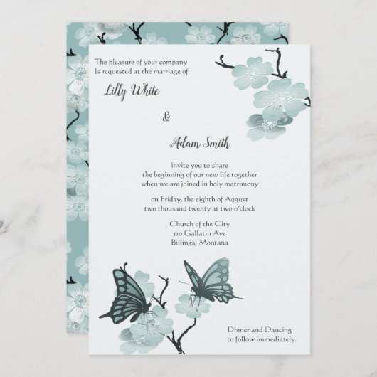 青い蝶の春の花びら (正面/裏面)