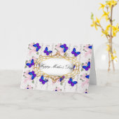 青い蝶の母の日 カード (黄色い花)