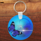 青い蝶の渦巻き キーホルダー (正面)
