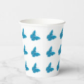 青い蝶の羽ばたきイラストレーションパターン 紙コップ (右)