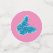 青い蝶の羽ばたきパターンピンク コンフェッティ (スモール正面)