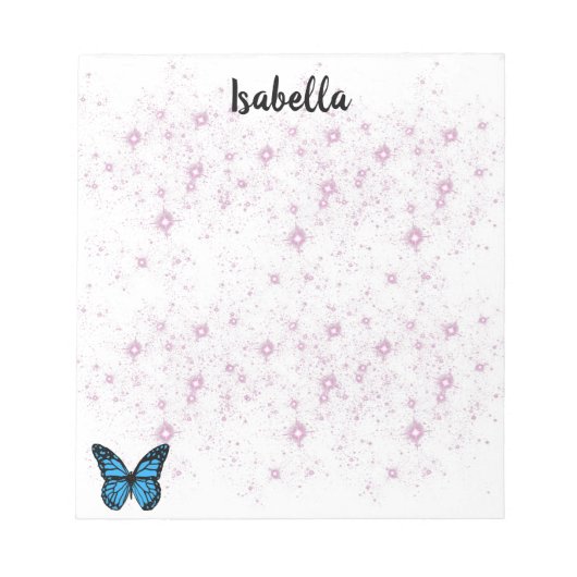 青い蝶の背景 ノートパッド (正面)