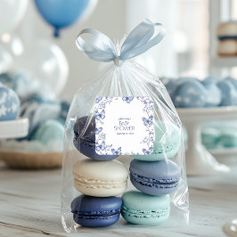 青い蝶の赤ちゃんシャワー スクエアシール