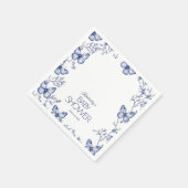 青い蝶の赤ちゃんシャワー スタンダードカクテルナプキン (角)