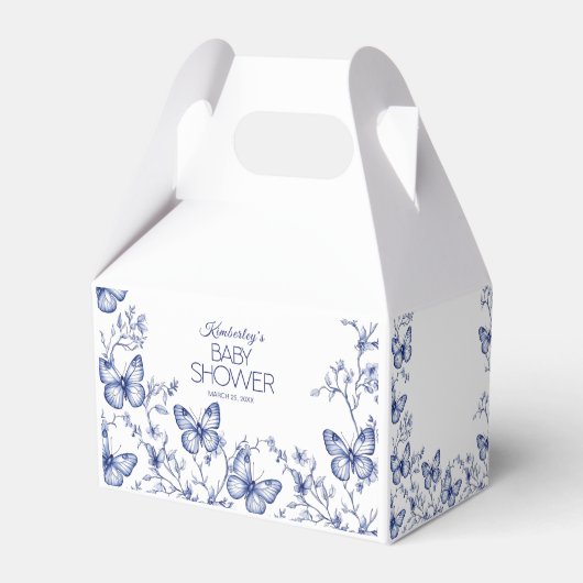青い蝶の赤ちゃんシャワー フェイバーボックス (正面サイド)