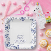 青い蝶の赤ちゃんシャワー ペーパープレート (パーティー)