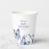 青い蝶の赤ちゃんシャワー 紙コップ (正面)