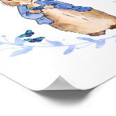 青い蝶を持つウサギのピーター ポスター (角)