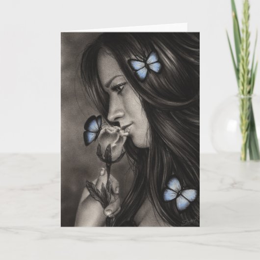 青い蝶グリーティングカード カード (正面)