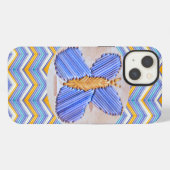 青い蝶シェブロン iPhoneケース (裏面横)