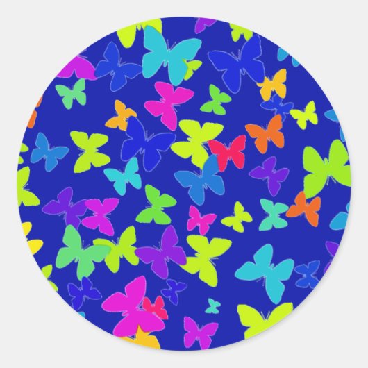 青い蝶ステッカー ラウンドシール (正面)
