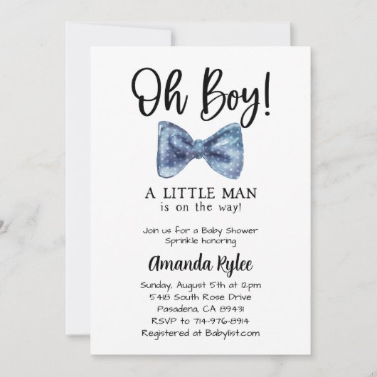 青い蝶ネクタイ、小さな男が途中にある 招待状 (正面)