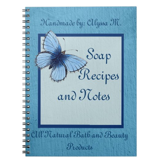 青い蝶ハンドメイドの石鹸 ノートブック (正面)