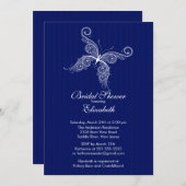 青い蝶ブライダルシャワーの招待状 招待状 (正面/裏面)