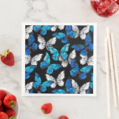 青い蝶モルフォとダークシームレスパターン (インサイチュ)