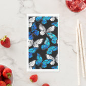 青い蝶モルフォとダークシームレスパターン (インサイチュ)