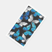 青い蝶モルフォとダークシームレスパターン (コーナー)