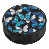 青い蝶モルフォとダークシームレスパターン アイスホッケーパック (3/4)