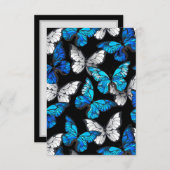 青い蝶モルフォとダークシームレスパターン アドバイスカード (正面/裏面)