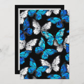 青い蝶モルフォとダークシームレスパターン アドバイスカード (正面/裏面)