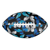 青い蝶モルフォとダークシームレスパターン アメリカンフットボール (正面)