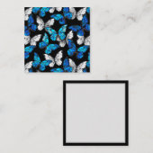 青い蝶モルフォとダークシームレスパターン エンクロージャーカード (正面/裏面)