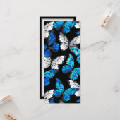 青い蝶モルフォとダークシームレスパターン カード (正面/裏面インサイチュ)