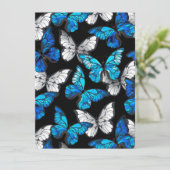 青い蝶モルフォとダークシームレスパターン カード (スタンド正面)