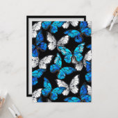 青い蝶モルフォとダークシームレスパターン カード (正面/裏面インサイチュ)