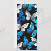 青い蝶モルフォとダークシームレスパターン カード (正面)
