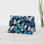 青い蝶モルフォとダークシームレスパターン カード (裏面)