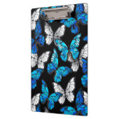 青い蝶モルフォとダークシームレスパターン クリップボード (左)