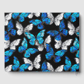 青い蝶モルフォとダークシームレスパターン ゲストブック (裏面)