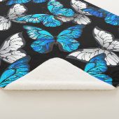 青い蝶モルフォとダークシームレスパターン シェルパブランケット (3/4)
