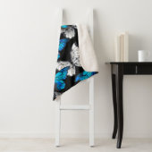 青い蝶モルフォとダークシームレスパターン シェルパブランケット (インサイチュ)