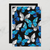 青い蝶モルフォとダークシームレスパターン シーズンカード (正面/裏面)